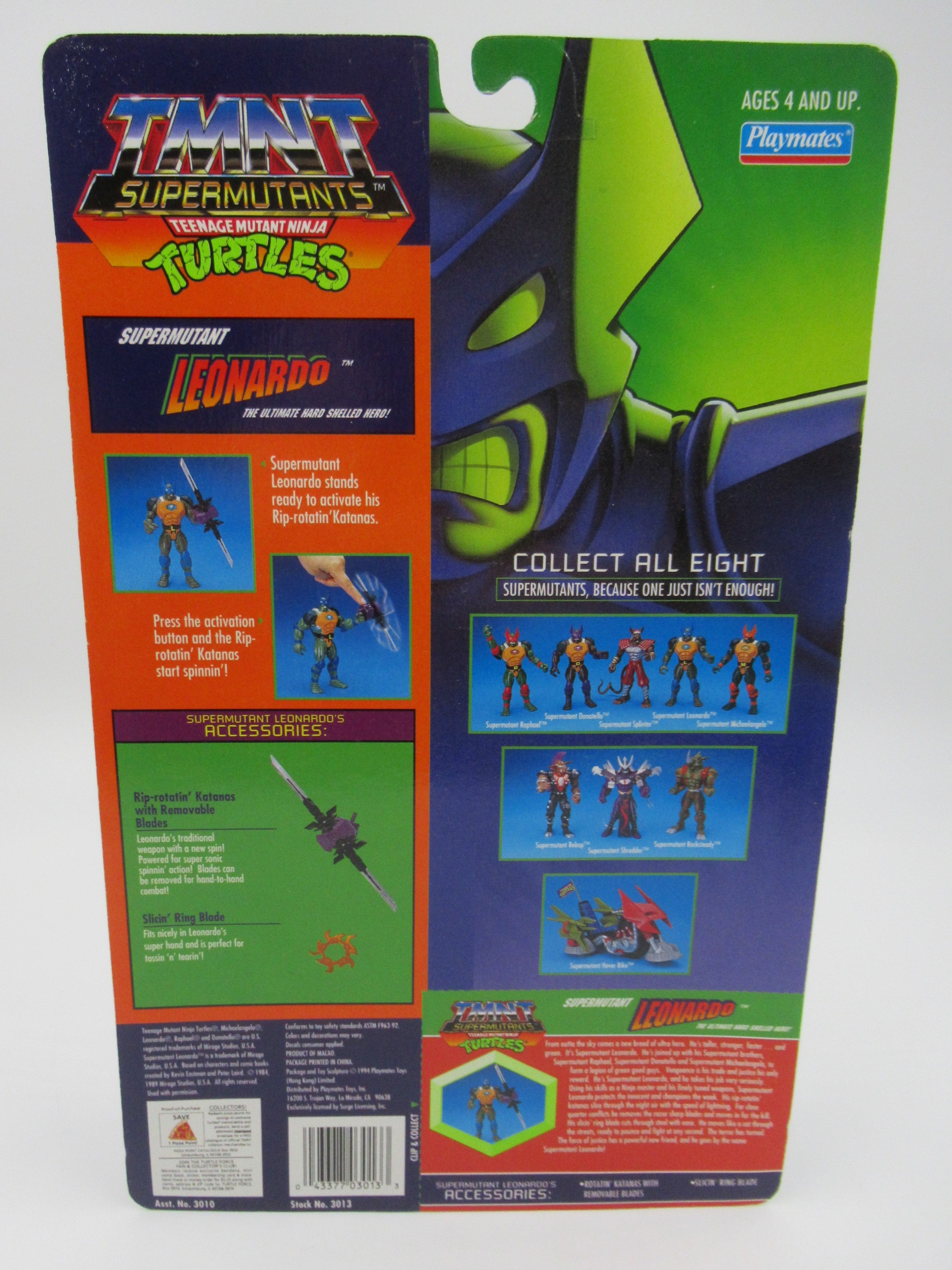 Teenage Mutant Ninja Turtles Supermutants Leonardo 6" Figure TMNTs - Playmates (1994)